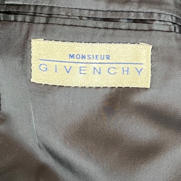 VTG Monsieur Givenchy Mens Navy Herringbone Union Blazer 44(est) Classic Preppy - Picture 2 of 16